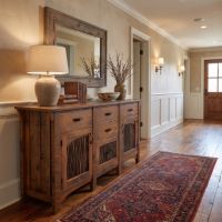 Barkwood Sideboard: Some lifestyle images are created with AI for visualization purposes. Crafted from natural solid wood, each piece is unique and will vary.