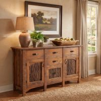 Barkwood Sideboard: Some lifestyle images are created with AI for visualization purposes. Crafted from natural solid wood, each piece is unique and will vary.
