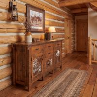 Rustic Sideboard: Some lifestyle images are created with AI for visualization purposes. Crafted from natural solid wood, each piece is unique and will vary.