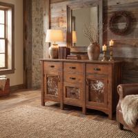 Rustic Sideboard: Some lifestyle images are created with AI for visualization purposes. Crafted from natural solid wood, each piece is unique and will vary.
