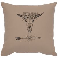 Bull & Flowers Image Decor Pillow - Alabaster Cotton