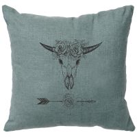 Bull & Flowers Image Decor Pillow - Ocean Linen