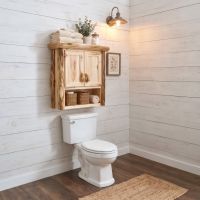 Log Toilet Topper: Some lifestyle images are created with AI for visualization purposes. Crafted from natural solid wood, each piece is unique and will vary.