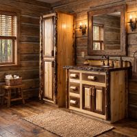 Rustic Linen Closet: Some lifestyle images are created with AI for visualization purposes. Crafted from natural solid wood, each piece is unique and will vary.