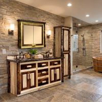 Black Walnut Vanity: Some lifestyle images are created with AI for visualization purposes. Crafted from natural solid wood, each piece is unique and will vary.