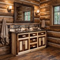 Black Walnut Vanity: Some lifestyle images are created with AI for visualization purposes. Crafted from natural solid wood, each piece is unique and will vary.