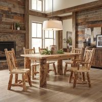 Aspen Log Dining Chair: Some lifestyle images are created with AI for visualization purposes. Crafted from natural solid wood, each piece is unique and will vary.