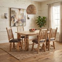 Rustic Dining Chair: Some lifestyle images are created with AI for visualization purposes. Crafted from natural solid wood, each piece is unique and will vary.