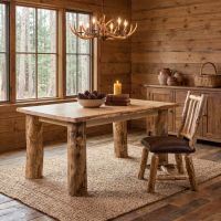 Wood Dining Table: Some lifestyle images are created with AI for visualization purposes. Crafted from natural solid wood, each piece is unique and will vary.