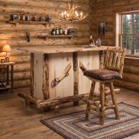 Aspen Bar Stool: Some lifestyle images are created with AI for visualization purposes. Crafted from natural solid wood, each piece is unique and will vary.
