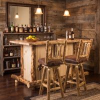 Aspen Bar Stool: Some lifestyle images are created with AI for visualization purposes. Crafted from natural solid wood, each piece is unique and will vary.