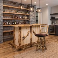Aspen Bar Stool: Some lifestyle images are created with AI for visualization purposes. Crafted from natural solid wood, each piece is unique and will vary.