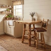 Rustic Bar Stool: Some lifestyle images are created with AI for visualization purposes. Crafted from natural solid wood, each piece is unique and will vary.