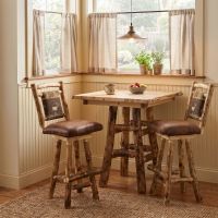 Rustic Bar Stool: Some lifestyle images are created with AI for visualization purposes. Crafted from natural solid wood, each piece is unique and will vary.