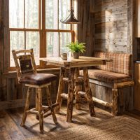 Rustic Bar Stool: Some lifestyle images are created with AI for visualization purposes. Crafted from natural solid wood, each piece is unique and will vary.
