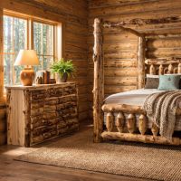 Rustic Aspen Dresser: Some lifestyle images are created with AI for visualization purposes. Crafted from natural solid wood, each piece is unique and will vary.