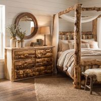 Aspen Log 6 Drawer Dresser: Some lifestyle images are created with AI for visualization purposes. Crafted from natural solid wood, each piece is unique and will vary.