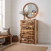 Aspen 5 Drawer Chest: Some lifestyle images are created with AI for visualization purposes. Crafted from natural solid wood, each piece is unique and will vary.