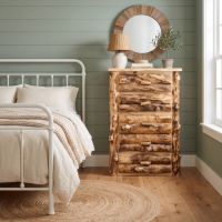 Aspen 5 Drawer Chest: Some lifestyle images are created with AI for visualization purposes. Crafted from natural solid wood, each piece is unique and will vary.