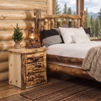 Rustic Nightstand: Some lifestyle images are created with AI for visualization purposes. Crafted from natural solid wood, each piece is unique and will vary.
