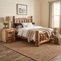 Rustic Nightstand: Some lifestyle images are created with AI for visualization purposes. Crafted from natural solid wood, each piece is unique and will vary.