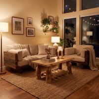 Aspen Coffee Table: Some lifestyle images are created with AI for visualization purposes. Crafted from natural solid wood, each piece is unique and will vary.