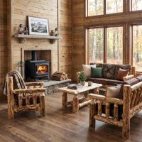 Aspen Log Chair: Some lifestyle images are created with AI for visualization purposes. Crafted from natural solid wood, each piece is unique and will vary.