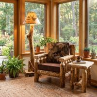 Rustic Lamp: Some lifestyle images are created with AI for visualization purposes. Crafted from natural solid wood, each piece is unique and will vary.