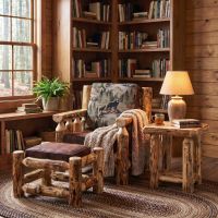 Aspen log Ottoman: Some lifestyle images are created with AI for visualization purposes. Crafted from natural solid wood, each piece is unique and will vary.