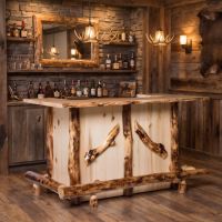 Aspen Bar: Some lifestyle images are created with AI for visualization purposes. Crafted from natural solid wood, each piece is unique and will vary.