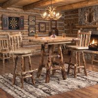 Rustic Pub Table: Some lifestyle images are created with AI for visualization purposes. Crafted from natural solid wood, each piece is unique and will vary.