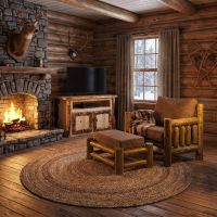 Aspen TV Stand: Some lifestyle images are created with AI for visualization purposes. Crafted from natural solid wood, each piece is unique and will vary.
