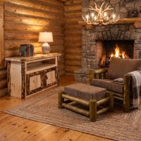 Aspen TV Stand: Some lifestyle images are created with AI for visualization purposes. Crafted from natural solid wood, each piece is unique and will vary.