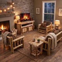 Aspen TV Stand: Some lifestyle images are created with AI for visualization purposes. Crafted from natural solid wood, each piece is unique and will vary.