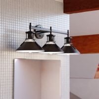 Canton 3-Light Black and Matte White Vanity Light
