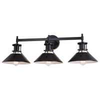 Canton 3-Light Black and Matte White Vanity Light