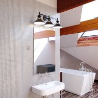 Canton 3-Light Black and Matte White Vanity Light