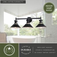Canton 3-Light Black and Matte White Vanity Light