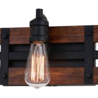 Carrington 3-Light Matte Black and Deep Walnut Vanity Light