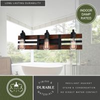 Carrington 3-Light Matte Black and Deep Walnut Vanity Light
