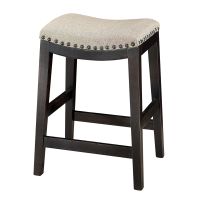 Cartel Modern Upholstered Bar Stool - Ebony Frame Finish - 5/8" Antique Pearl Nail Head Trim (pictured fabric not available)