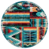 Caverns Area Rugs - Turquoise Patchwork