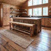Aspen Log Bench: Some lifestyle images are created with AI for visualization purposes. Crafted from natural solid wood, each piece is unique and will vary.