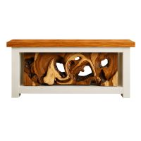 Summit Root Console in White with Golden Walnut with Suar