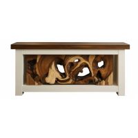 Summit Root Console in White with Golden Walnut