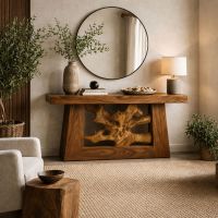 Mountain Modern Furniture: Some lifestyle images are created with AI for visualization purposes. Crafted from natural solid wood, each piece is unique and will vary.