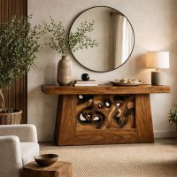 Mountain Modern Furniture: Some lifestyle images are created with AI for visualization purposes. Crafted from natural solid wood, each piece is unique and will vary.