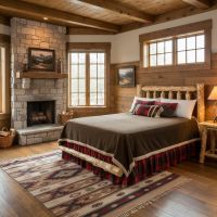 Rustic Log Bedroom Furniture: Some lifestyle images are created with AI for visualization purposes. Crafted from natural solid wood, each piece is unique and will vary.