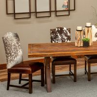 Bristol Upholstered Cowhide Dining Side Chair - Burnt Umber Cypress Leather