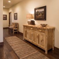 Rustic Cedar Log Buffet: Some lifestyle images are created with AI for visualization purposes. Crafted from natural solid wood, each piece is unique and will vary.